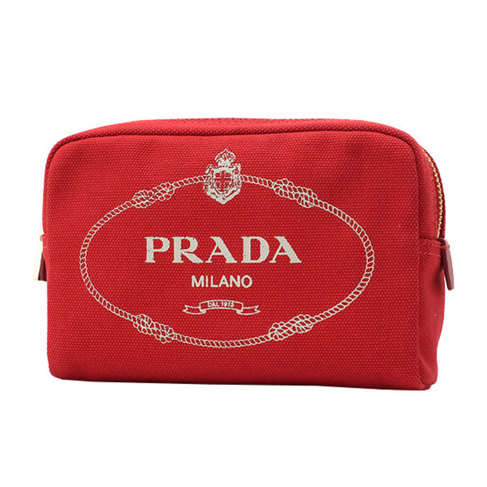 Prada Wallet Red Denim Canvas Makeup Accessory Canapa - Picture 2 of 8